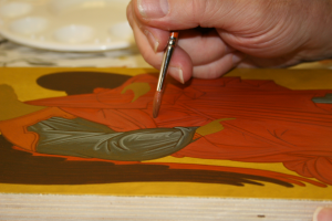 Painting the first layers of an icon