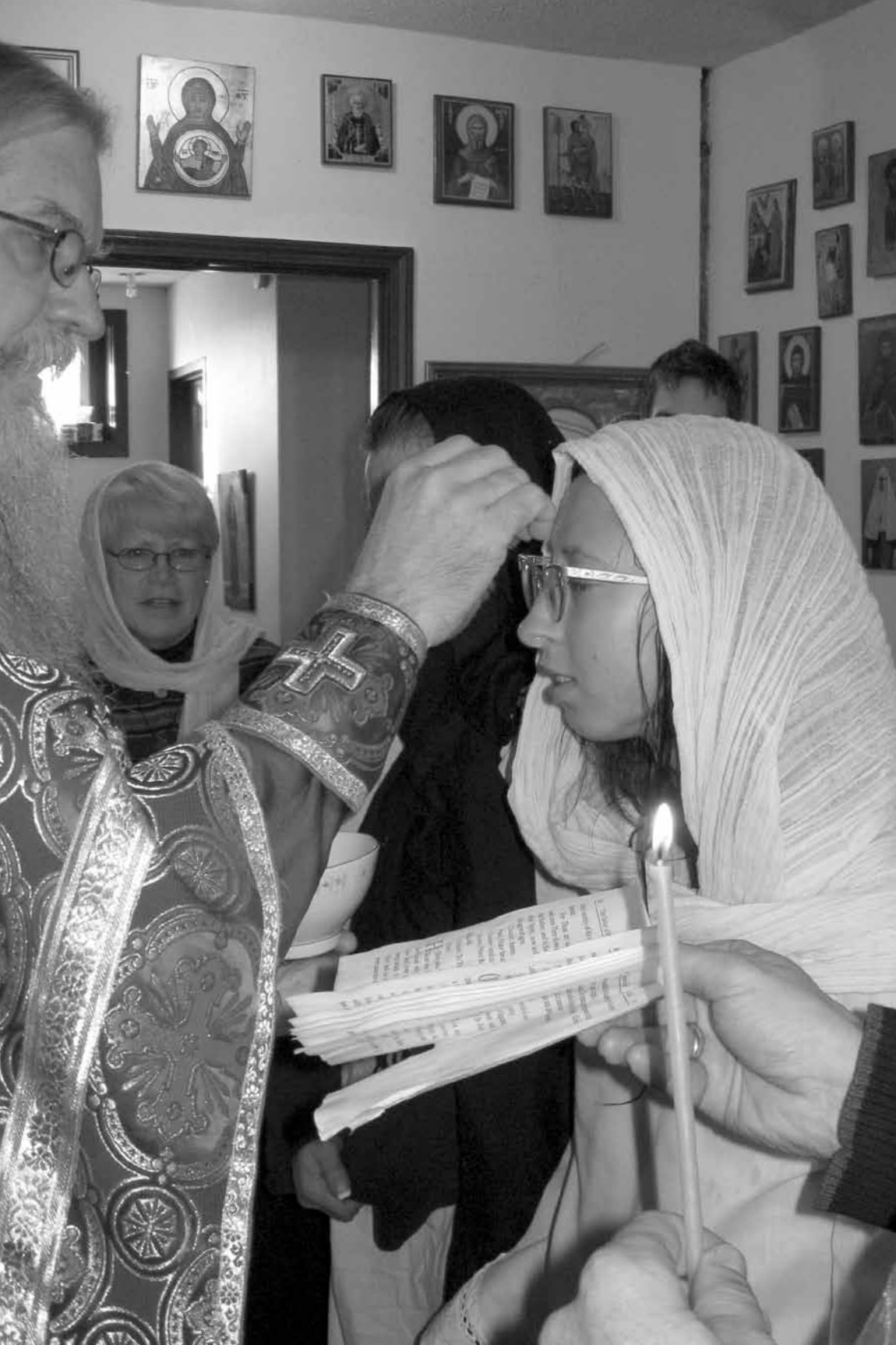 Baptism of Rainbow (Xenia) Lundeen by Fr. Paisius Altschul at St. Mary of Egypt Serbian Orthodox Church, Kansas City, Missouri.