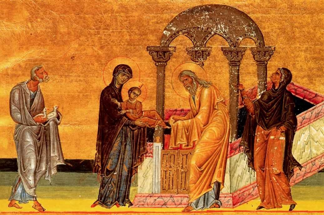 The Presentation of the Lord in the Temple ! From the Menologion of Basil II (10th Century)