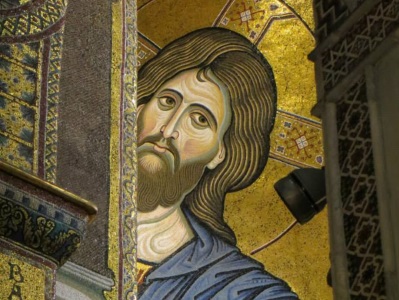 Pantocrator in dome of Cathedral in Monreale, Palermo, Sicily