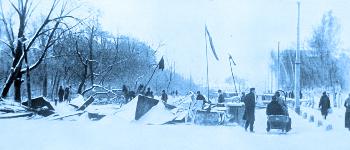 The revolution of 1905-1907, barricades in Ekaterininsky lane in Moscow